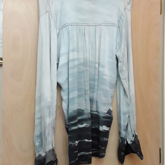 River Sky Grey high low boho tie dye ombre laagenlook tunic top L - Picture 10 of 11